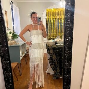 White Fringe Dress